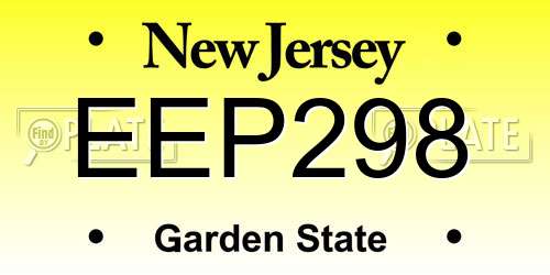 EEP298 New Jersey License Plate