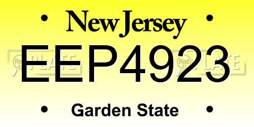 EEP4923 New Jersey License Plate