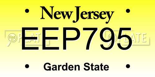 EEP795 New Jersey License Plate