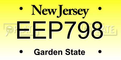 EEP798 New Jersey License Plate