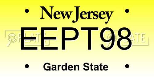 EEPT98 New Jersey License Plate