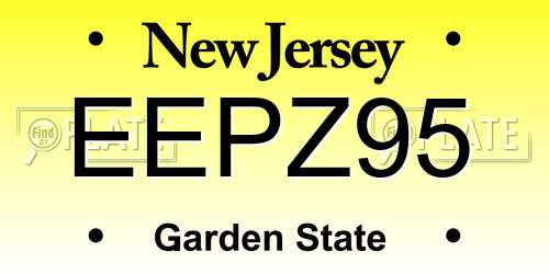 EEPZ95 New Jersey License Plate