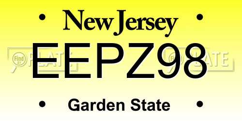 EEPZ98 New Jersey License Plate