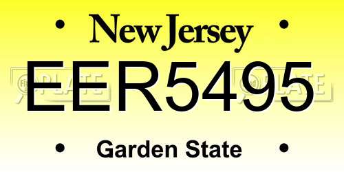 EER5495 New Jersey License Plate