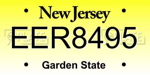 EER8495 New Jersey License Plate