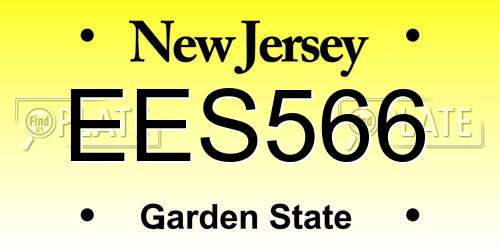 EES566 New Jersey License Plate