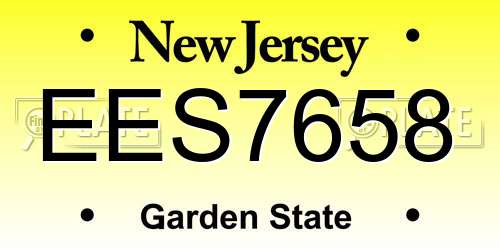 EES7658 New Jersey License Plate
