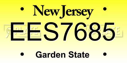 EES7685 New Jersey License Plate