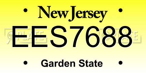 EES7688 New Jersey License Plate