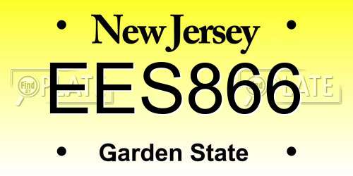 EES866 New Jersey License Plate