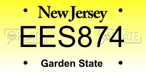 EES874 New Jersey License Plate