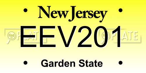 EEV201 New Jersey License Plate