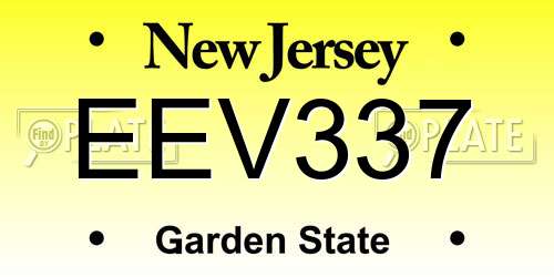EEV337 New Jersey License Plate