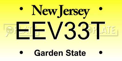 EEV33T New Jersey License Plate