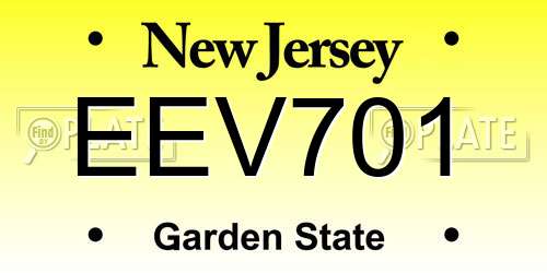 EEV701 New Jersey License Plate