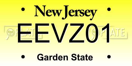 EEVZ01 New Jersey License Plate