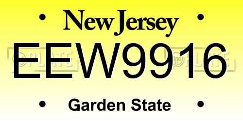 EEW9916 New Jersey License Plate