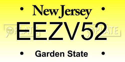 EEZV52 New Jersey License Plate