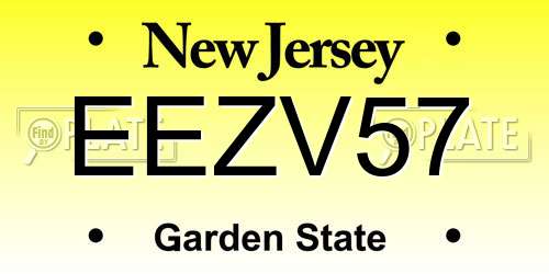 EEZV57 New Jersey License Plate