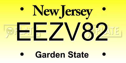 EEZV82 New Jersey License Plate