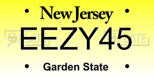 EEZY45 New Jersey License Plate