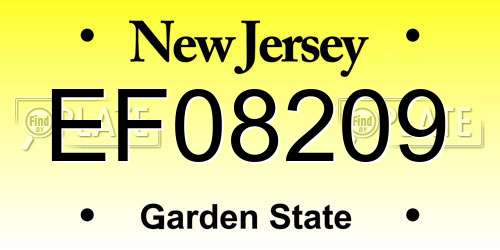 EF08209 New Jersey License Plate