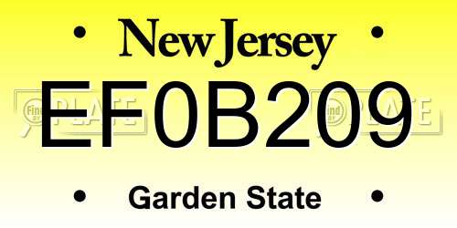EF0B209 New Jersey License Plate