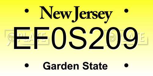EF0S209 New Jersey License Plate