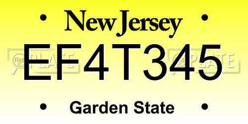 EF4T345 New Jersey License Plate