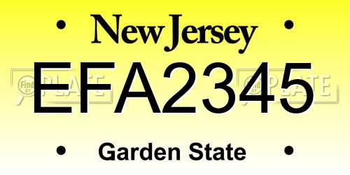 EFA2345 New Jersey License Plate