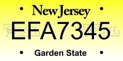 EFA7345 New Jersey License Plate