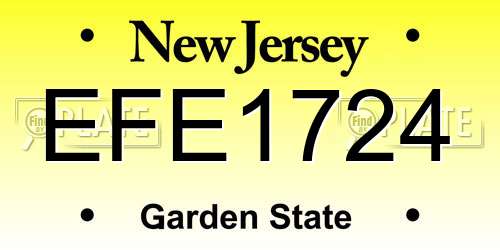 EFE1724 New Jersey License Plate