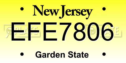 EFE7806 New Jersey License Plate