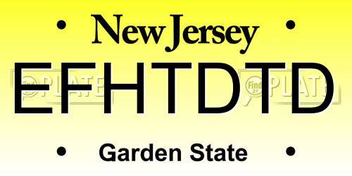 EFHTDTD New Jersey License Plate