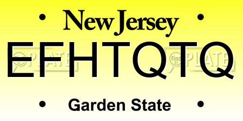 EFHTQTQ New Jersey License Plate