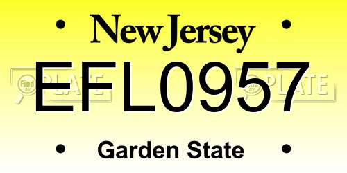 EFL0957 New Jersey License Plate