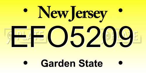 EFO5209 New Jersey License Plate