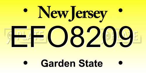 EFO8209 New Jersey License Plate