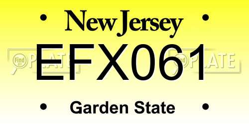 EFX061 New Jersey License Plate