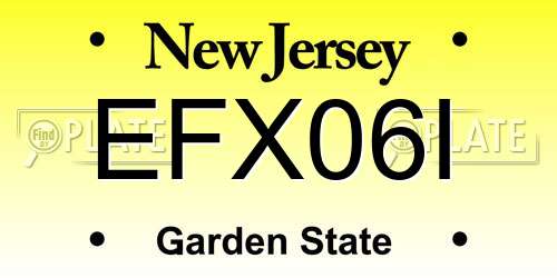 EFX06I New Jersey License Plate