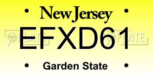 EFXD61 New Jersey License Plate