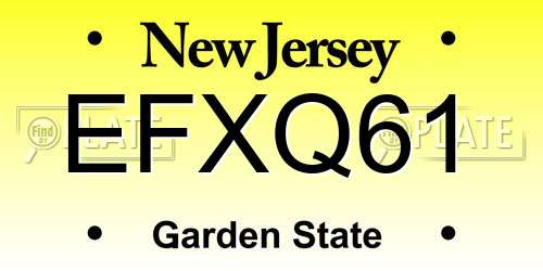 EFXQ61 New Jersey License Plate