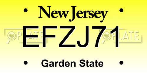 EFZJ71 New Jersey License Plate