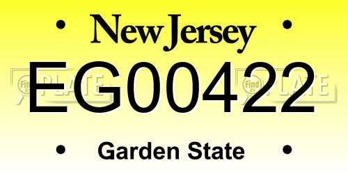 EG00422 New Jersey License Plate