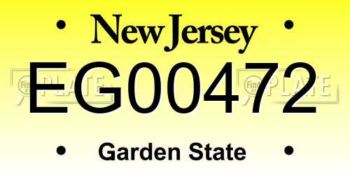 EG00472 New Jersey License Plate