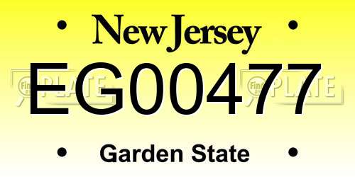 EG00477 New Jersey License Plate
