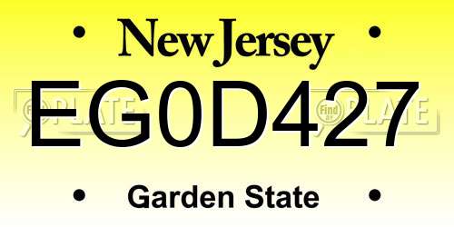 EG0D427 New Jersey License Plate