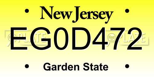 EG0D472 New Jersey License Plate
