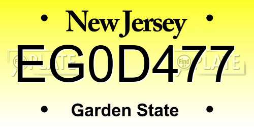 EG0D477 New Jersey License Plate