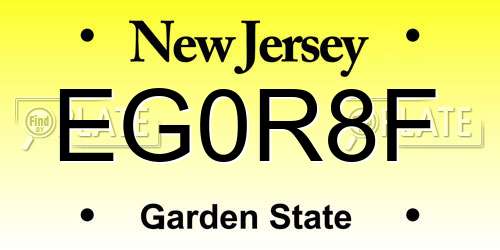 EG0R8F New Jersey License Plate